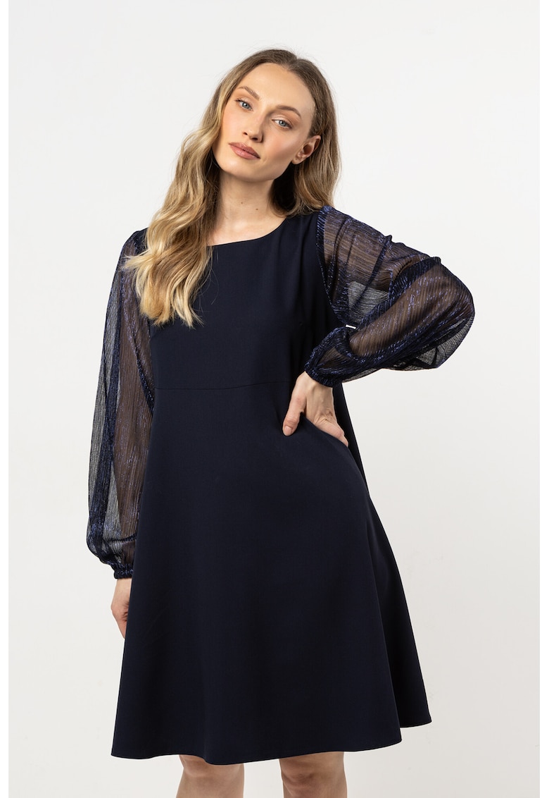 Rochie mini trapez bleumarin - poliester/elastan