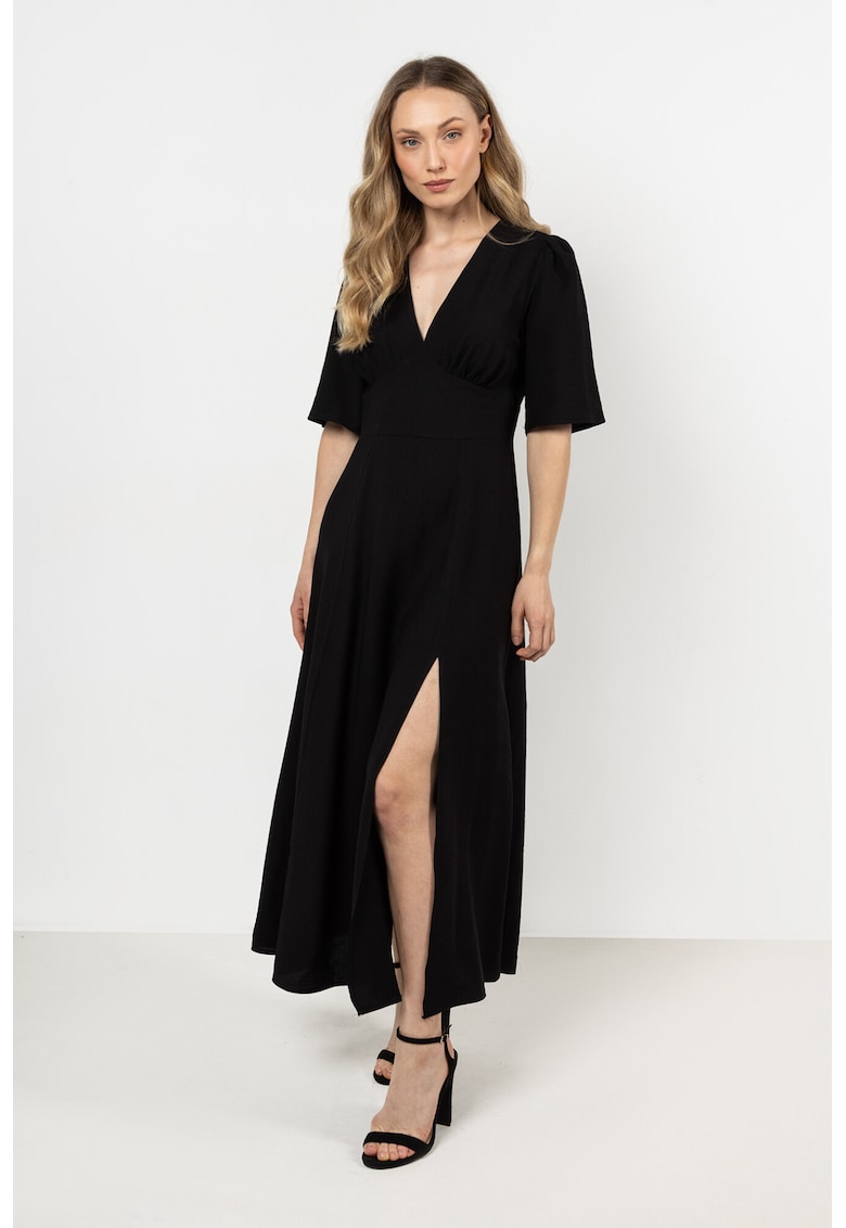 Rochie midi neagra - raion/nailon