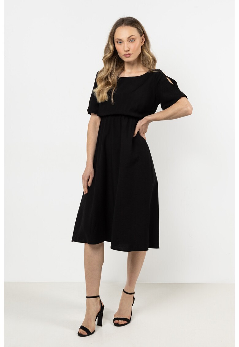 Rochie dama - midi - neagra - raion/nailon