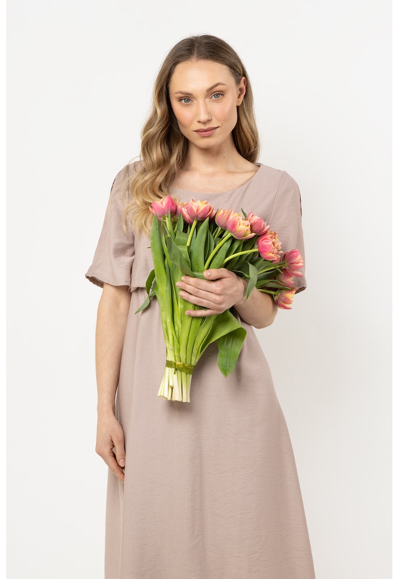 Rochie midi bej - raion/nailon