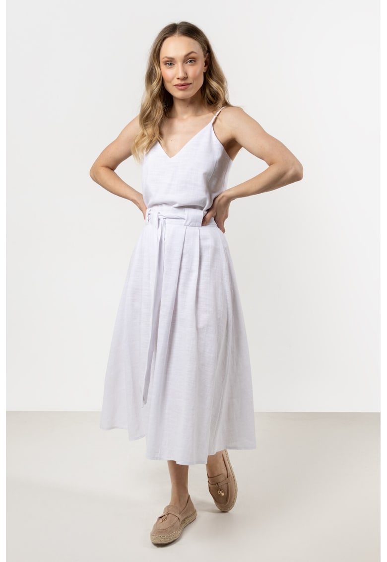 Fusta midi evazata - bumbac - alb