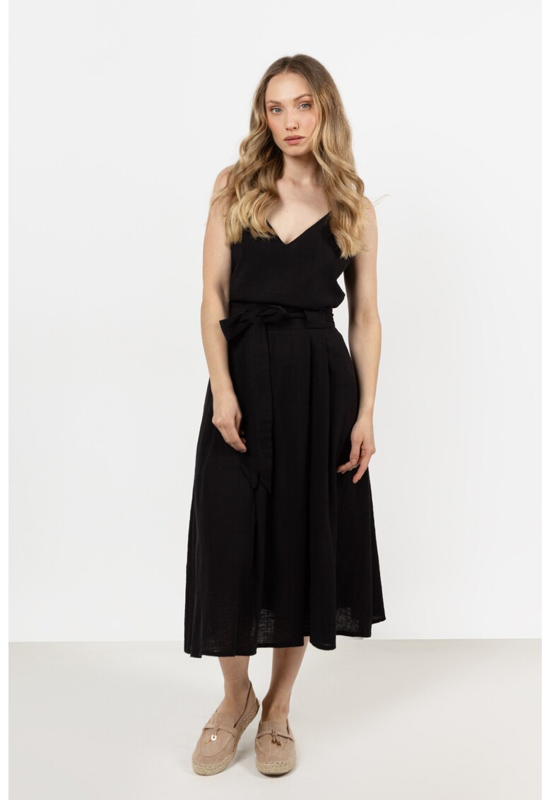 Fusta midi evazata - bumbac - neagra