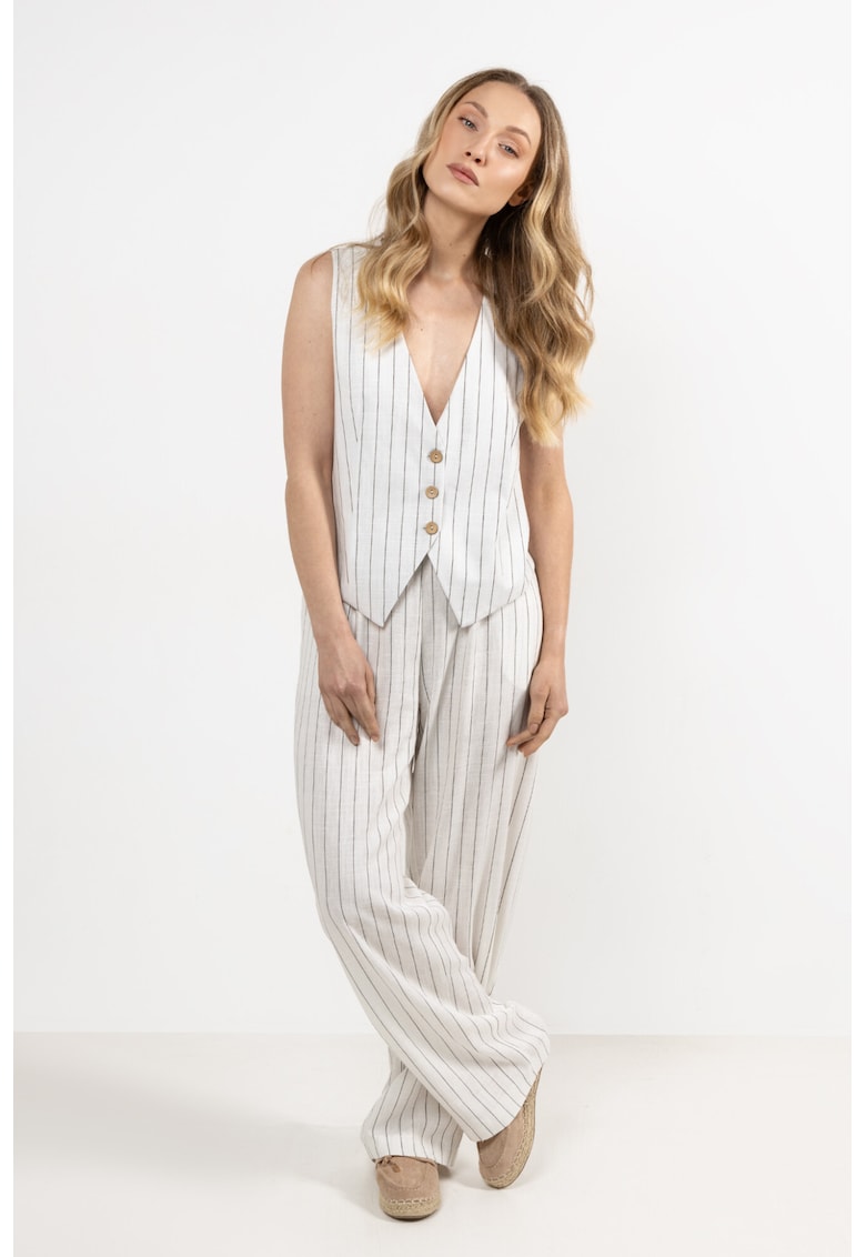 Pantaloni dama - crem - din in