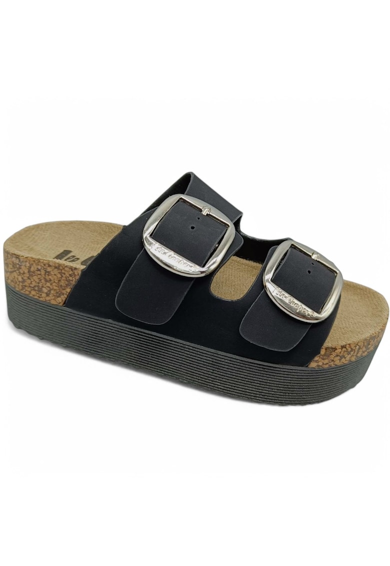 Papuci pentru femei - LeeCooper - piele naturala - negru - tehnologie Antistress - Negru