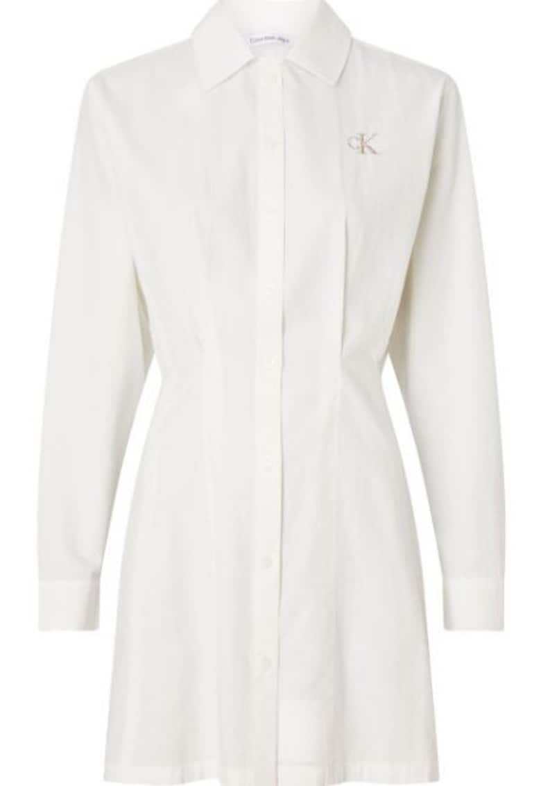 Calvin Klein Jeans Rochie camasa cu lunga - Bumbac - Crem - Alb