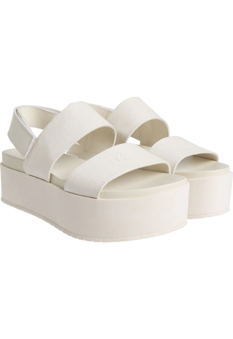 Sandale flatform cu inchidere cu velcro - Bej