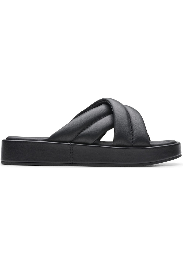 Papuci - casual - piele naturala - negru