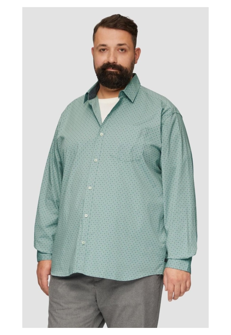 Camasa barbati big sizes - cu maneca lunga si imprimeu floral - Slim Fit - Verde deschis -