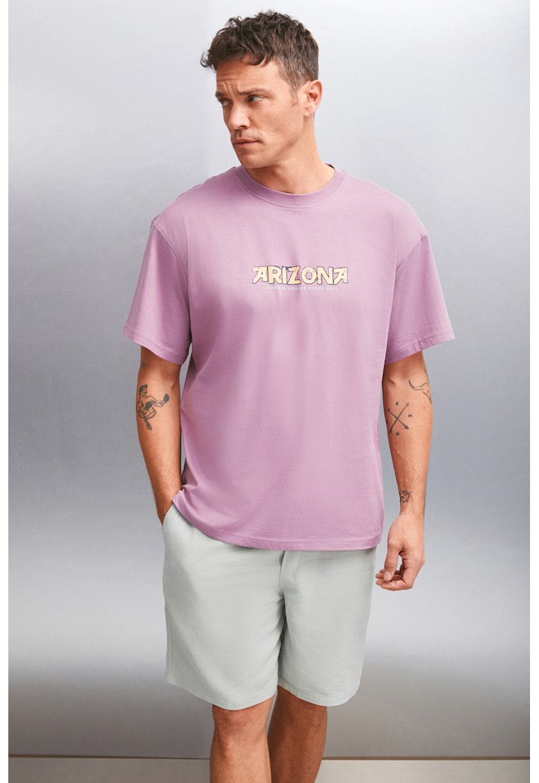 Tricou cu imprimeu si maneci cazute