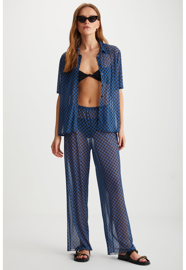 Pantaloni semitransparenti cu croiala ampla Arista