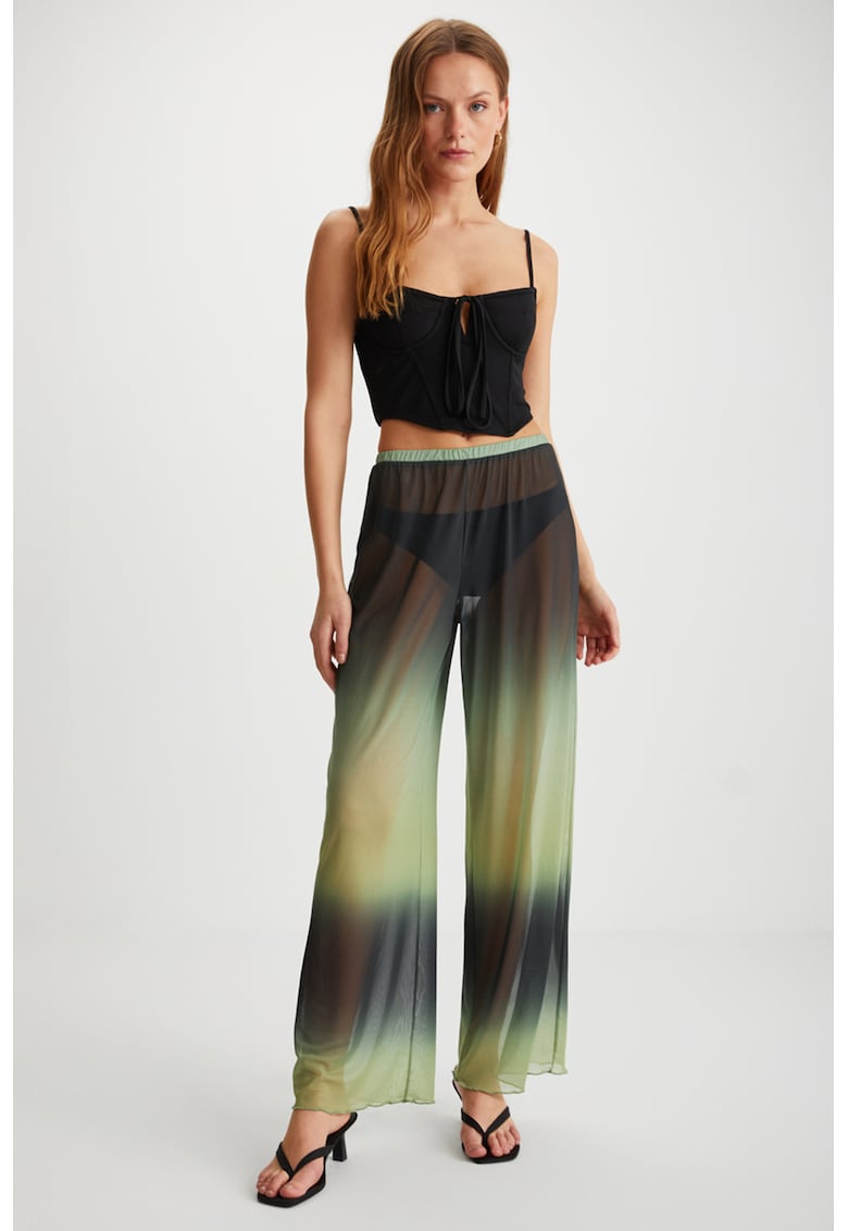 Pantaloni semitransparenti cu croiala ampla Arista