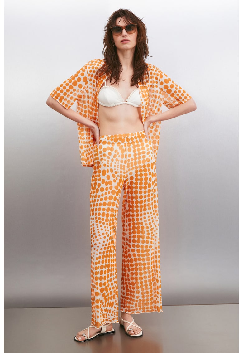 Pantaloni semitransparenti cu croiala ampla Arista