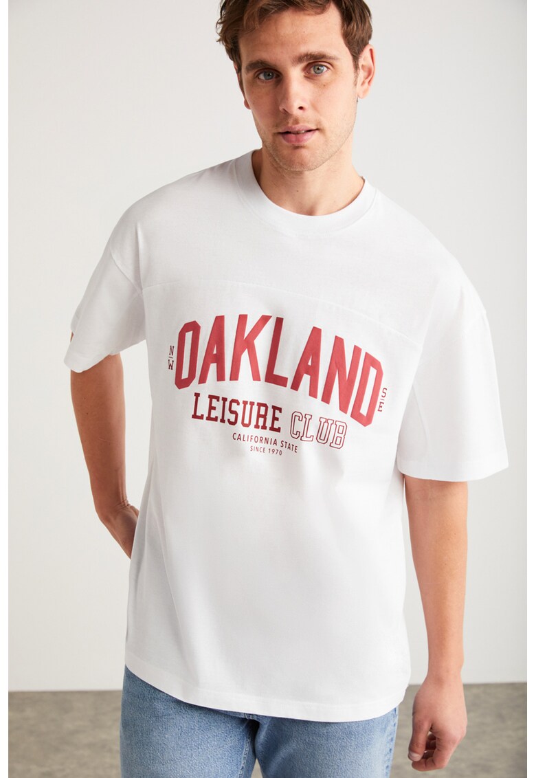 Tricou cu imprimeu text Sandro - Alb/Rosu inchis