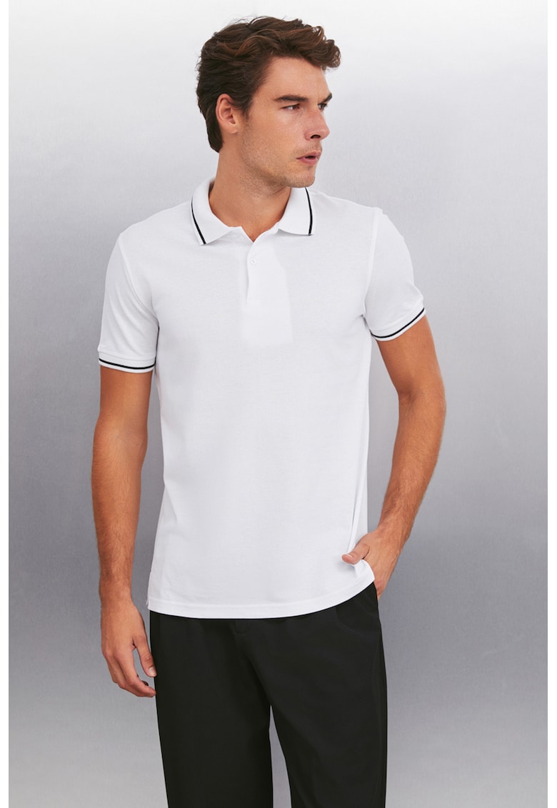 Tricou polo cu accente cu model in dungi Tricou polo cu accente cu model in dungi