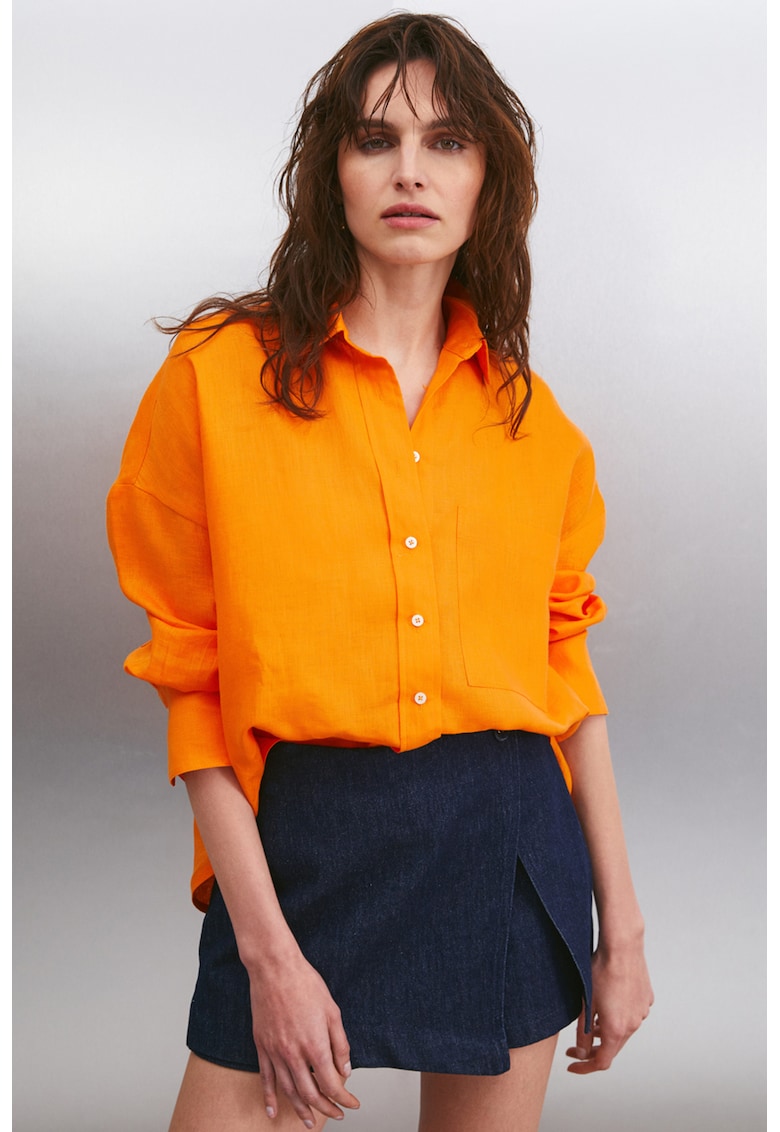 Camasa supradimensionata cu buzunar pe piept Gaia Camasa supradimensionata cu buzunar pe piept Gaia