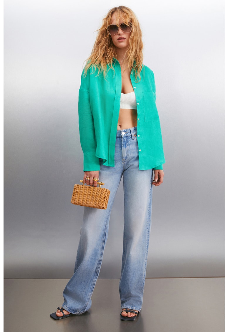 Camasa supradimensionata cu buzunar pe piept Gaia