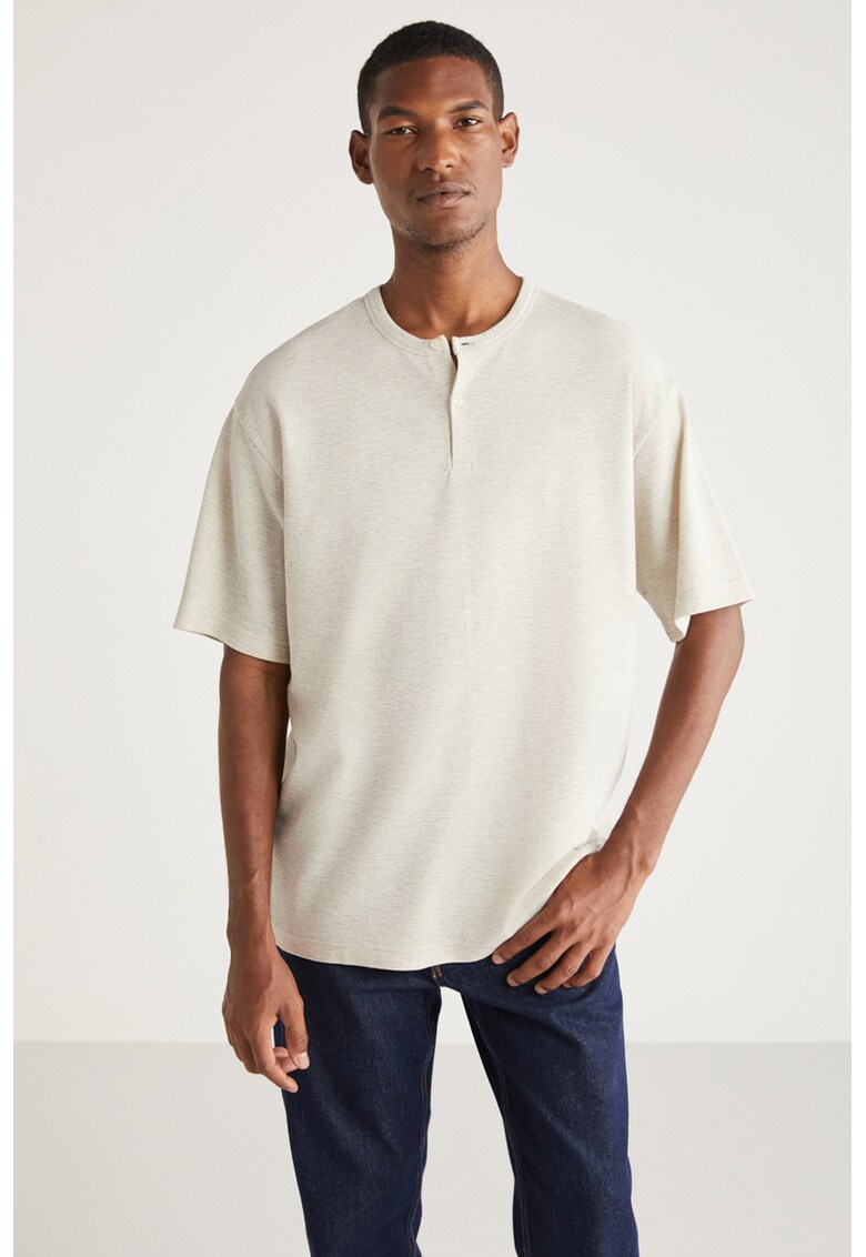 Tricou lejer din bumbac - Gri deschis melange