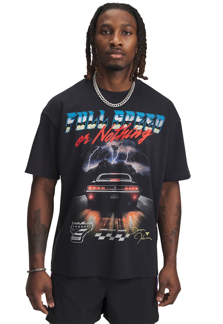 Tricou lejer cu imprimeu grafic Project Rock - Negru