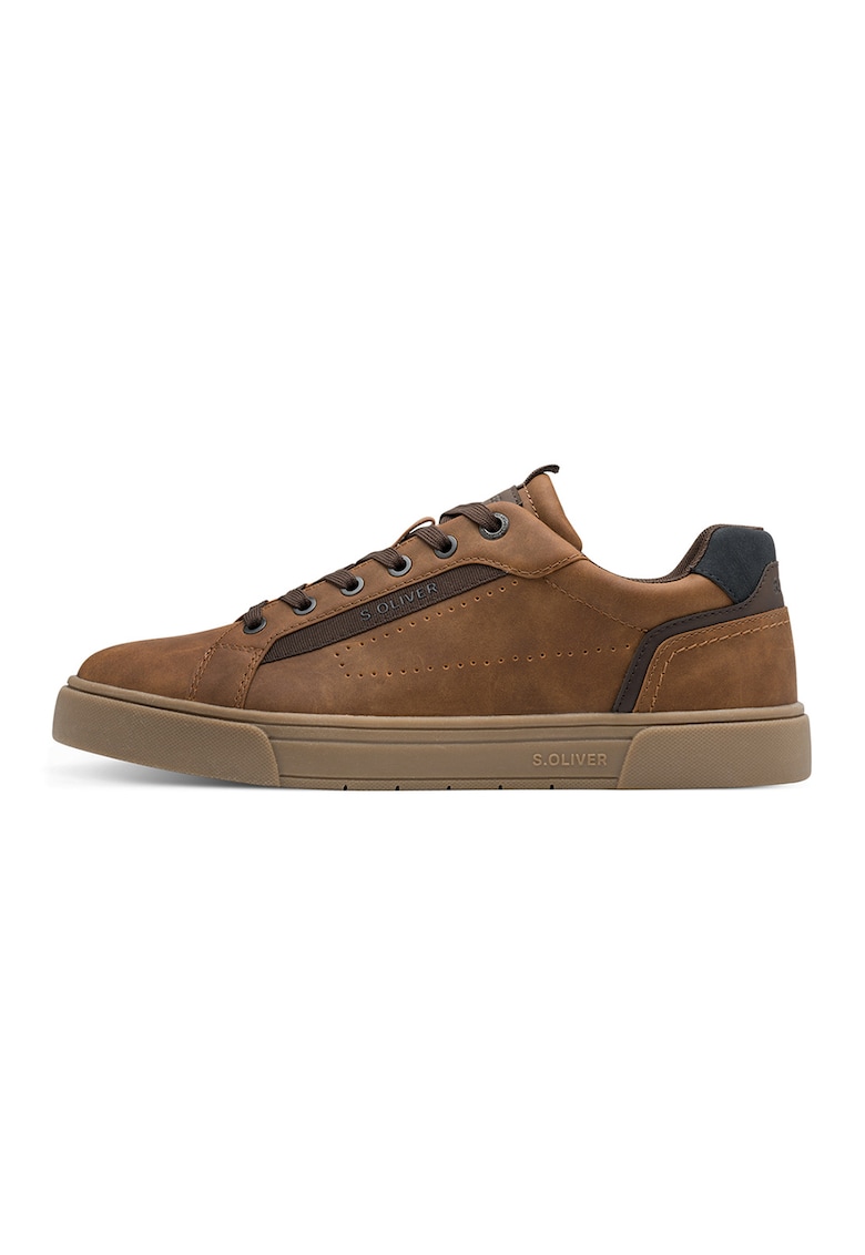 Pantofi sport low-cut de piele ecologica - Caramel