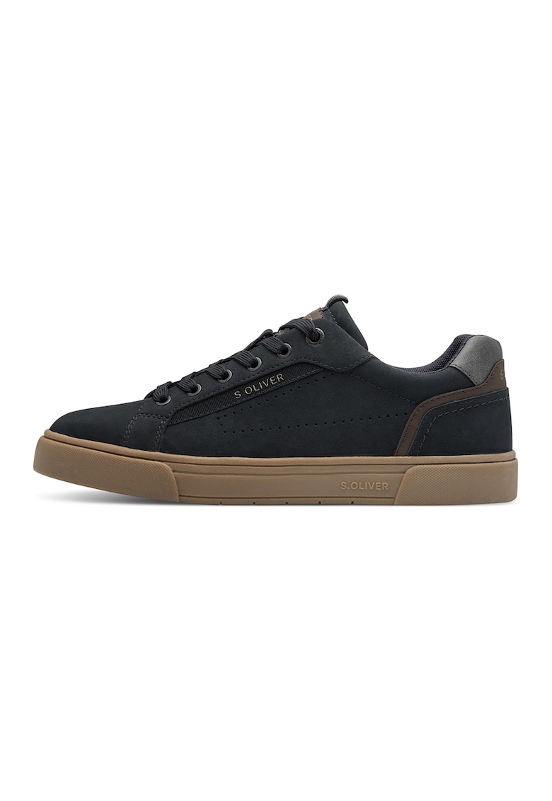 Pantofi sport low-cut de piele ecologica - Bleumarin
