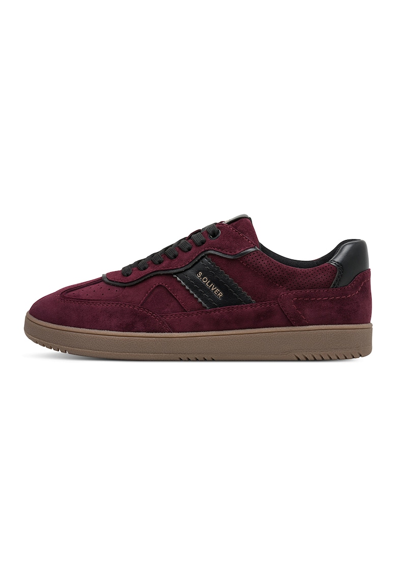Pantofi sport low cut de piele intoarsa - Visiniu