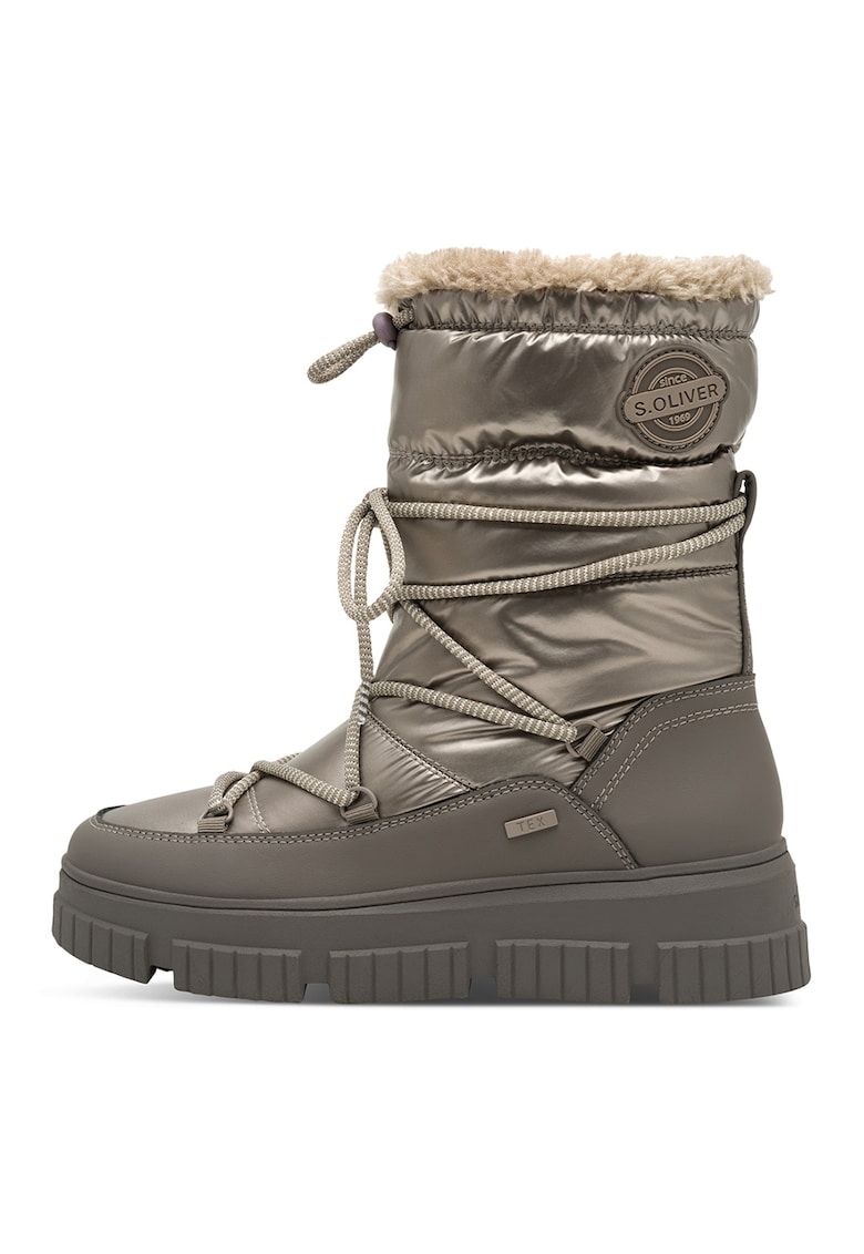 Cizme de piele ecologica cu snur de ajustare