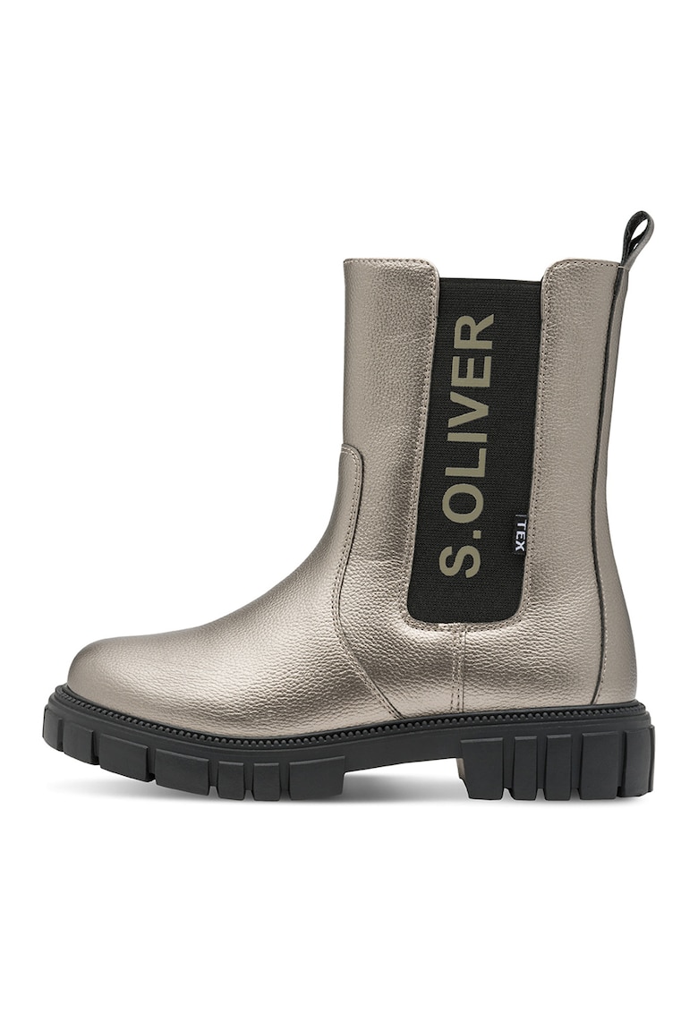 Ghete Chelsea de piele ecologica cu logo