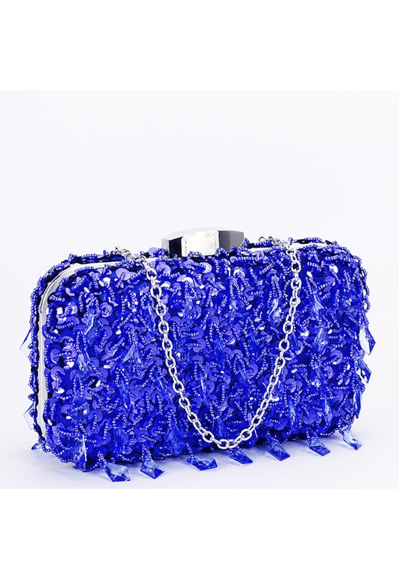 Geanta clutch albastra cu cristale si paiete BME6011 06 16829