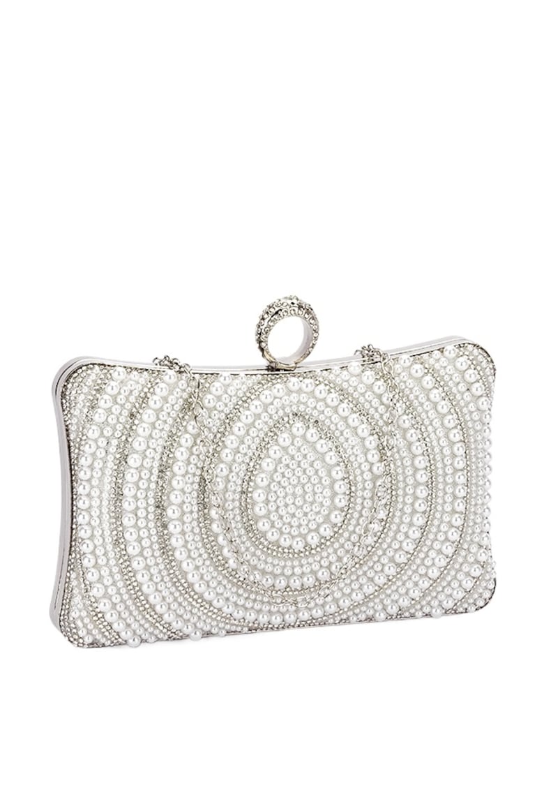 Geanta clutch arginite cu perle BYH-866 07 16830 - Argintiu