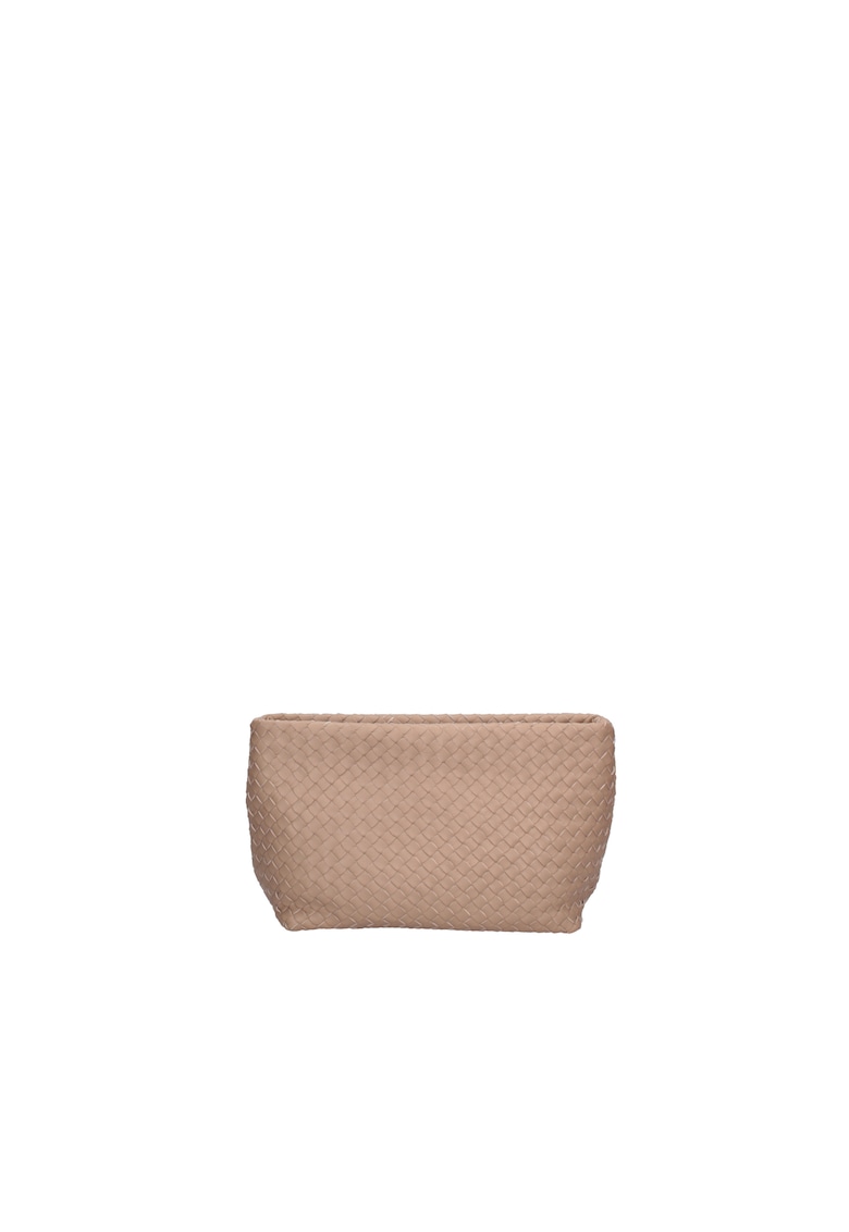 Geanta shopper de piele cu aspect tesut - Maro taupe
