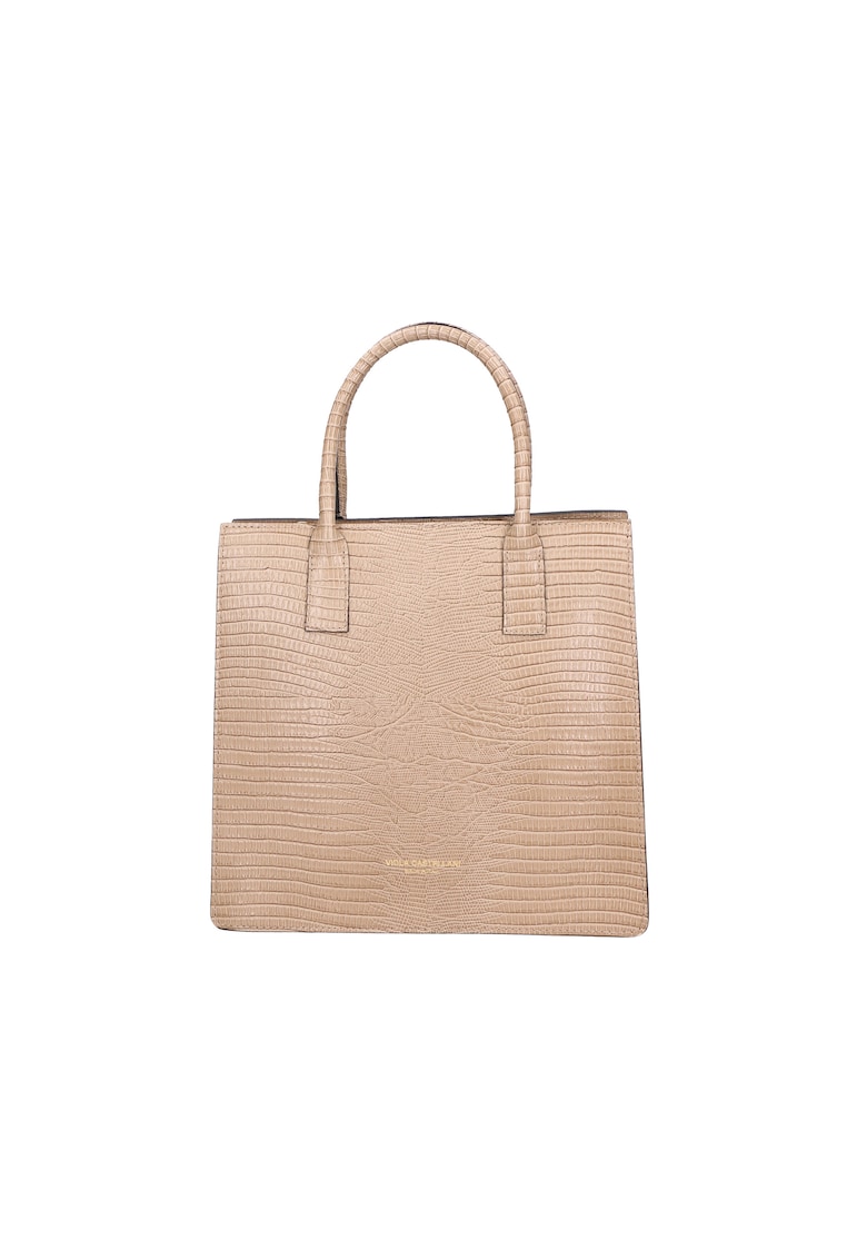Viola Castellani Geanta tote din piele cu bareta detasabila - Maro taupe deschis