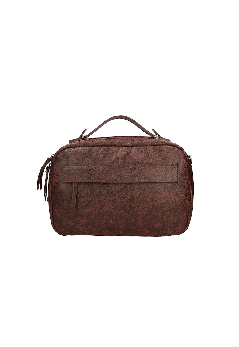 Gave Lux Geanta unisex din piele cu maner si aspect deteriorat - Visiniu