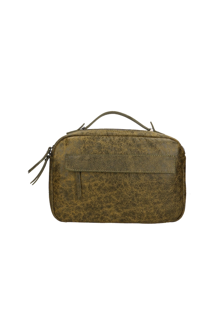 Gave Lux Geanta unisex din piele cu maner si aspect deteriorat - Verde