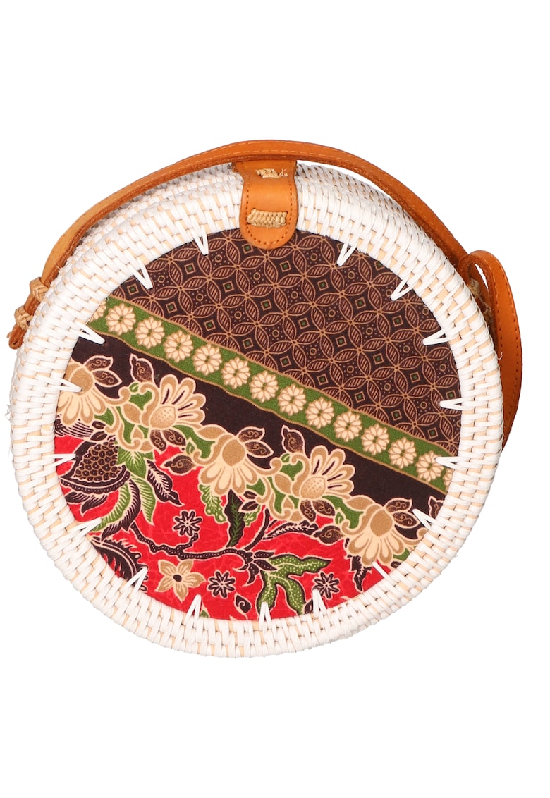Geanta crossbody din paie - Maro - Crem