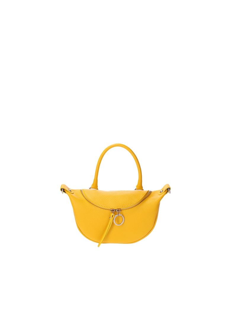 Viola Castellani Geanta crossbody de piele cu bareta detasabila - Galben