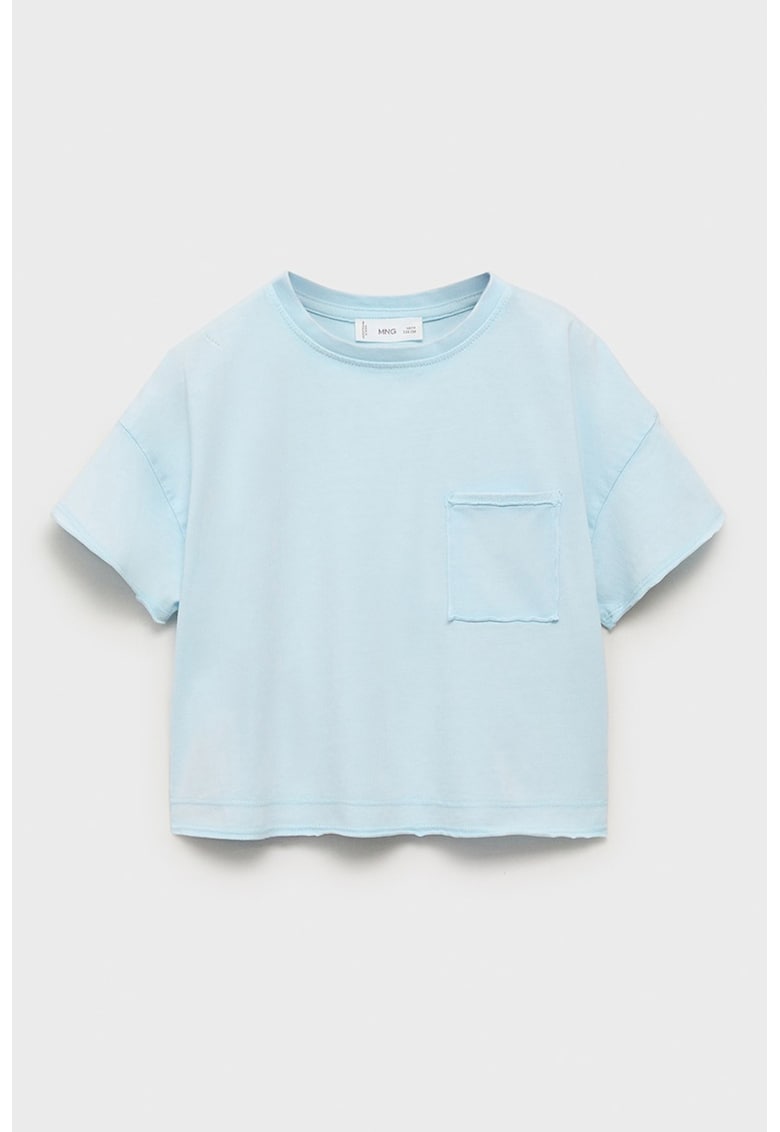 Tricou crop cu buzunar pe piept