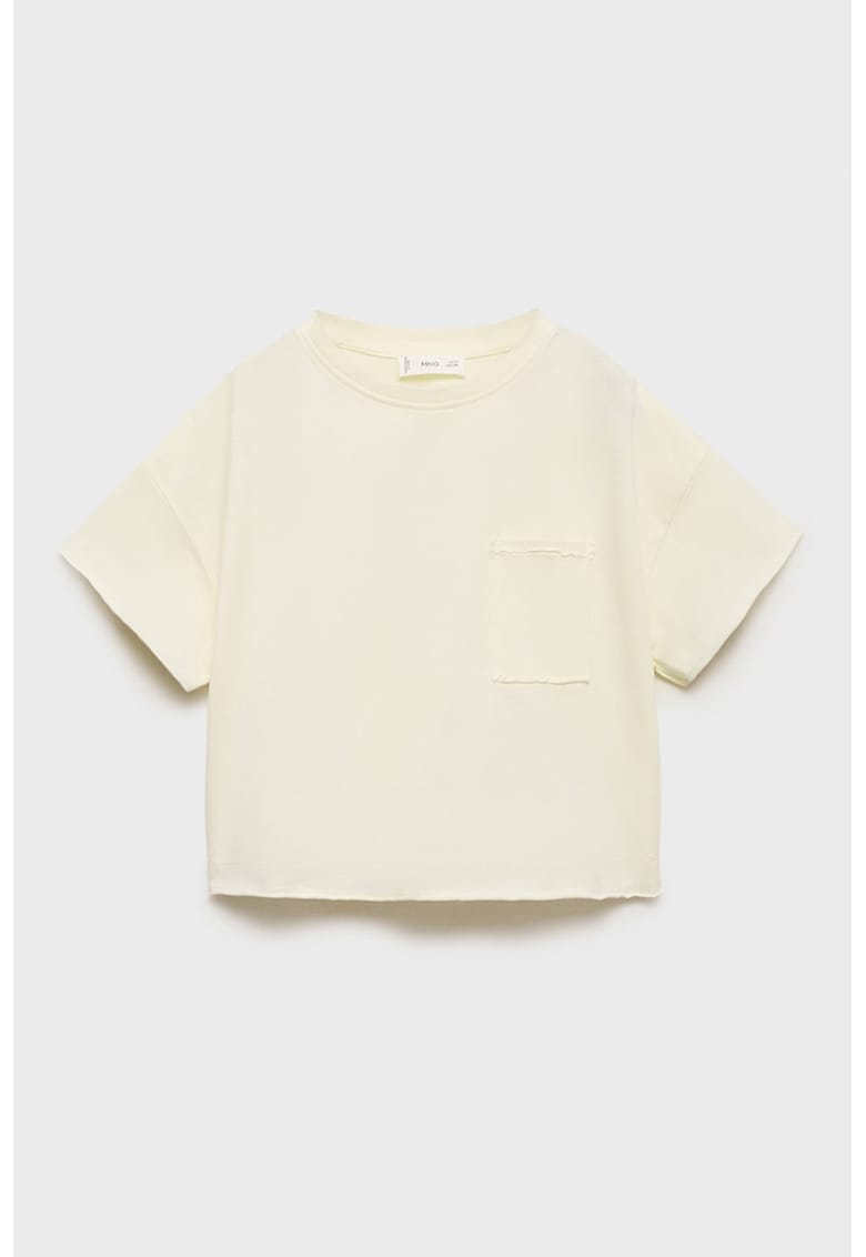 Tricou crop cu buzunar pe piept