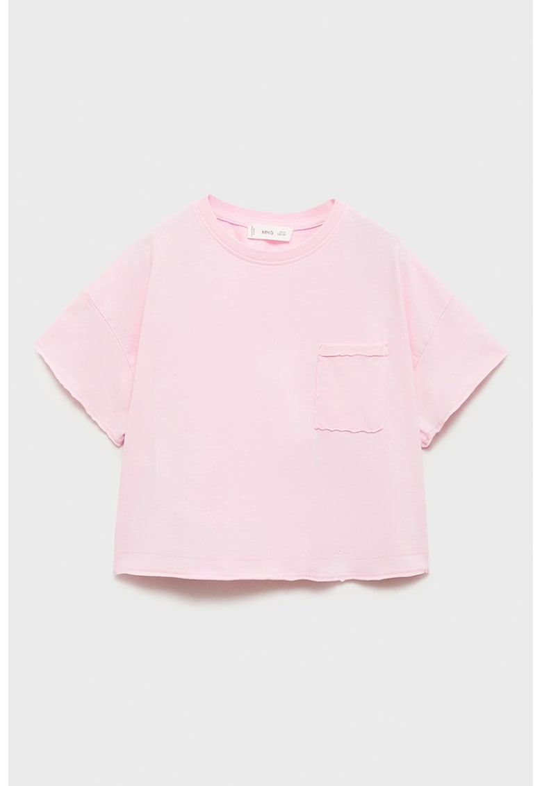 Tricou crop cu buzunar pe piept