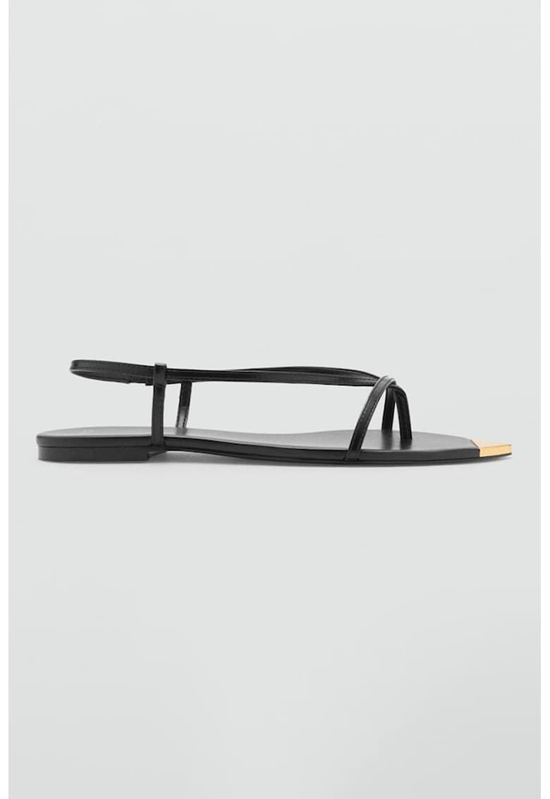 Sandale flatform din piele intoarsa cu detaliu auriu Sandale flatform din piele intoarsa cu detaliu auriu
