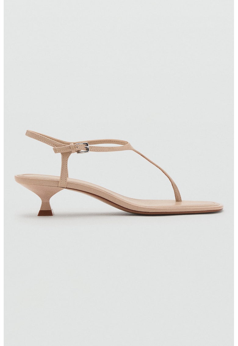 Sandale de piele ecologica cu toc kitten