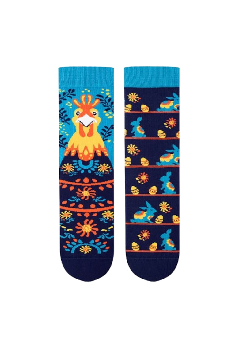 Sosete din bumbac organic Arty Socks Pui de Paste - 43-46 EU - Albastru inchis