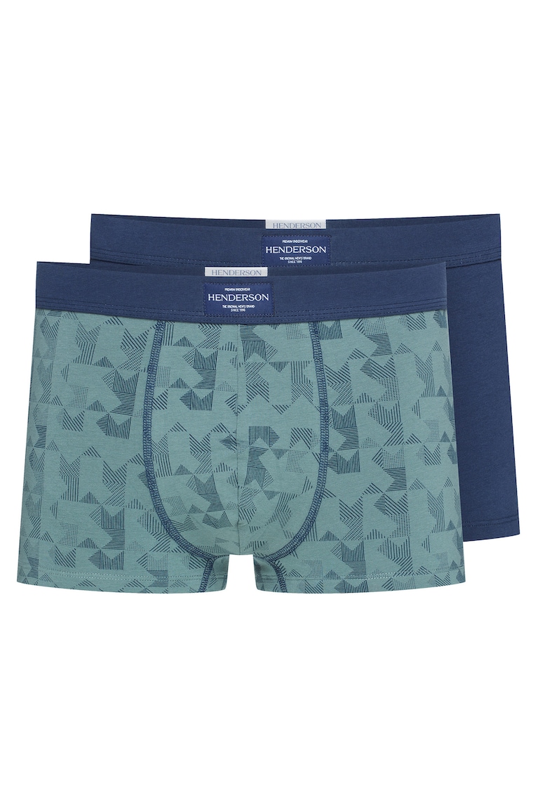 Set 2 perechi boxeri barbati - Bumbac - Albastru/Verde inchis