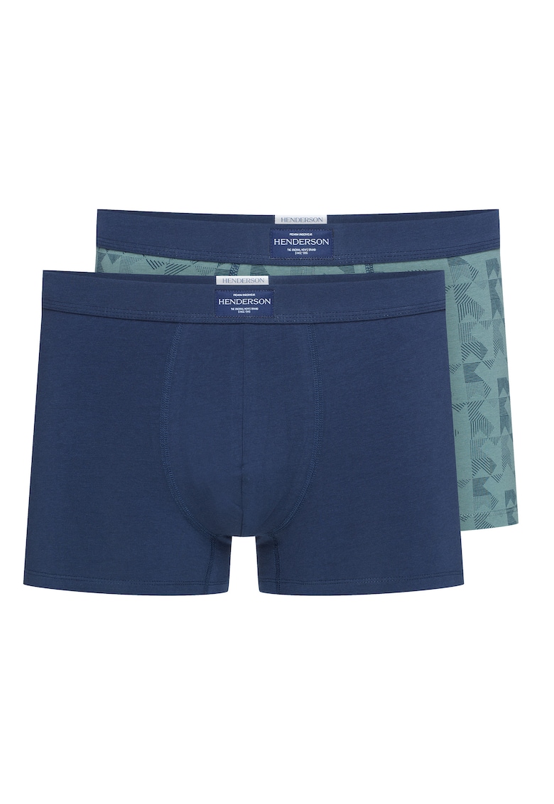 Set boxeri 2 perechi - albastru-verde - bumbac - imprimeu geometric