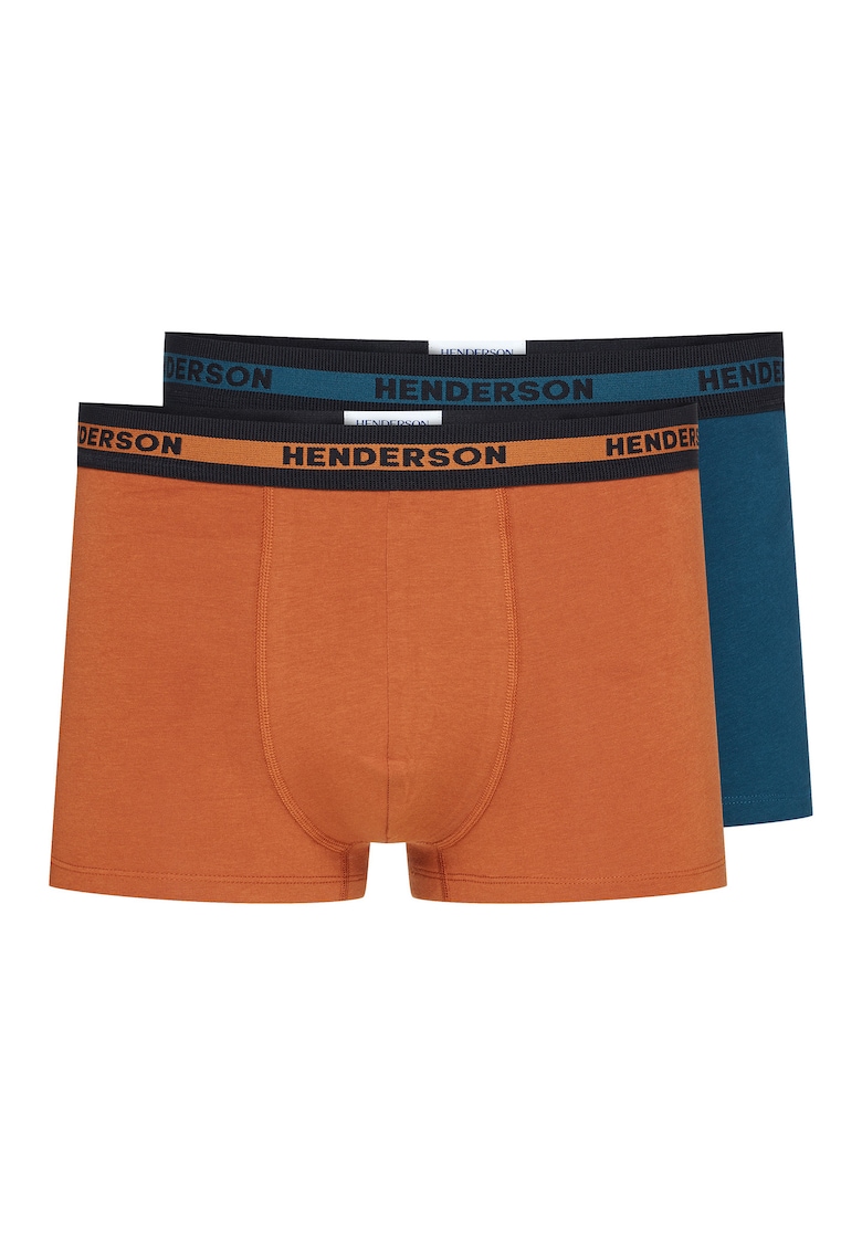 Set 2 perechi boxeri barbati - Bumbac - Portocaliu/Verde inchis