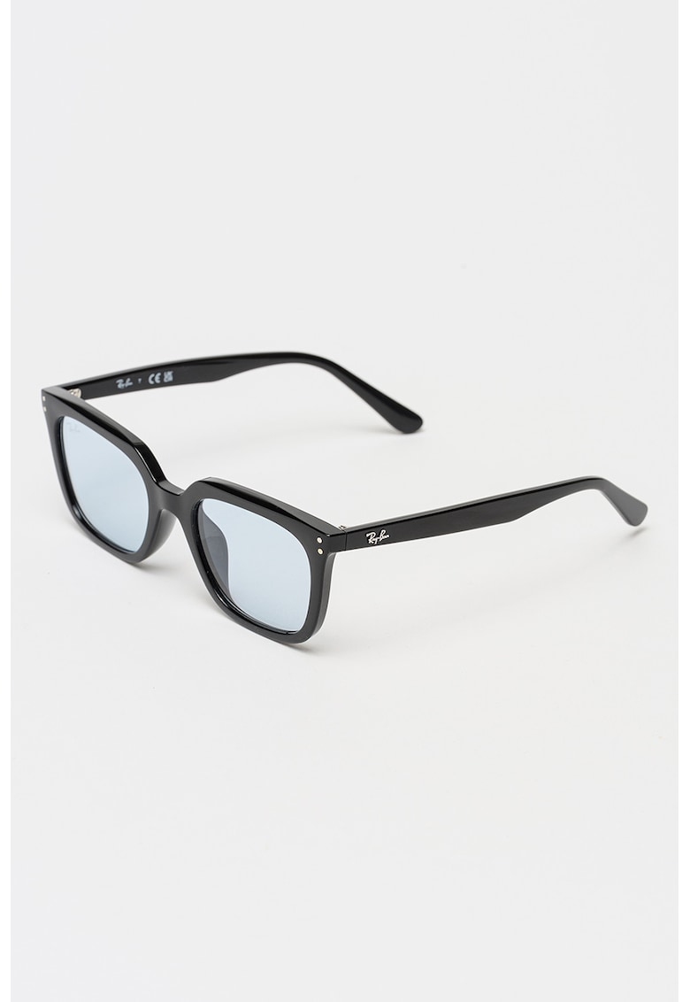 Ochelari de soare wayfarer unisex cu lentile uni - Negru/Argintiu