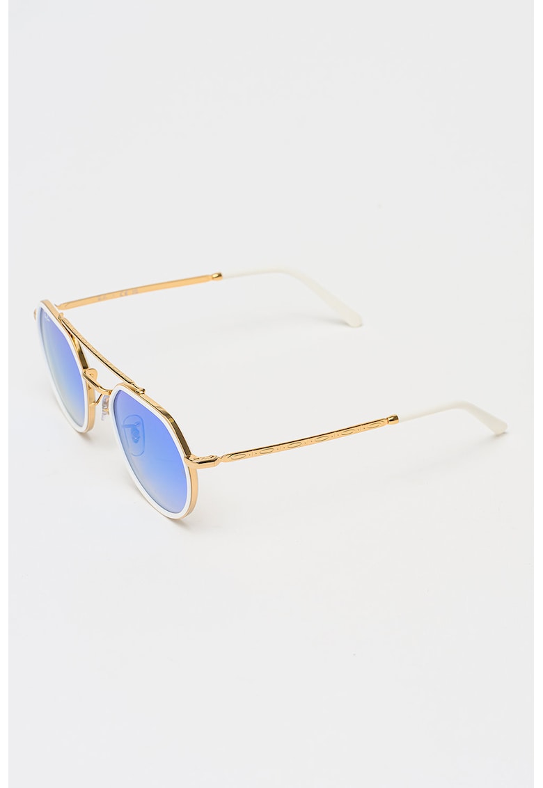 Ochelari de soare rotunzi unisex - Alb/Auriu