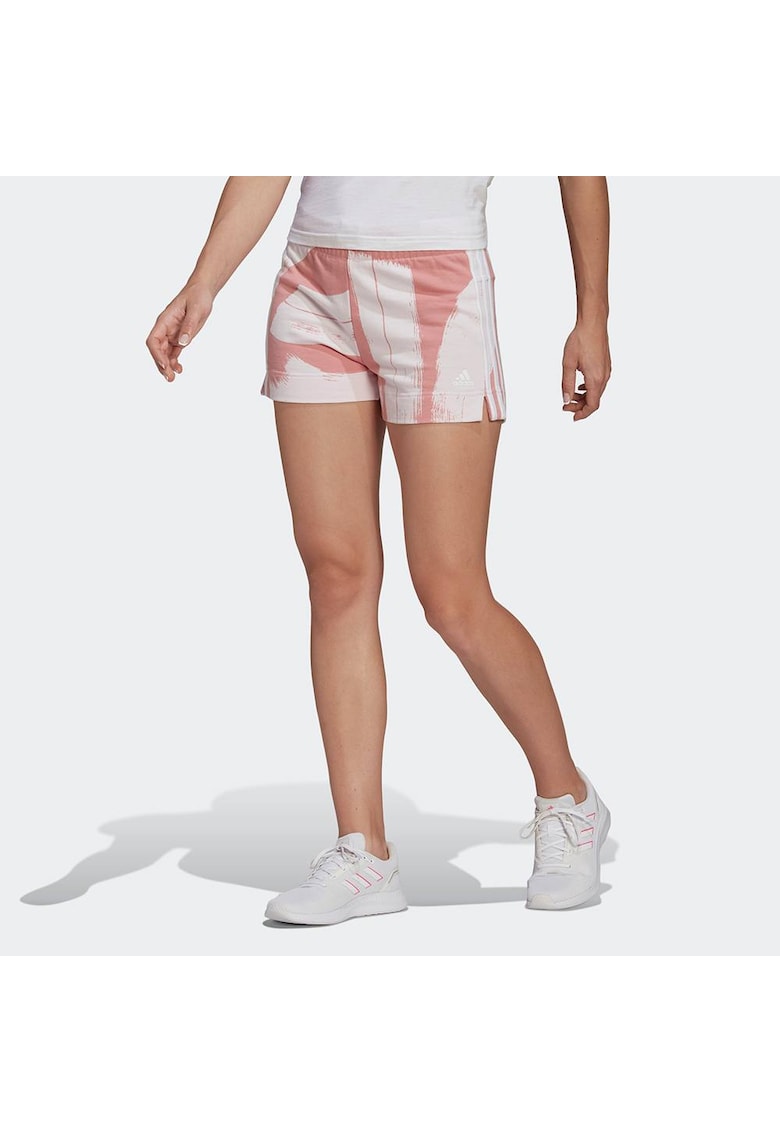 Pantaloni sport dama croiala regulata - talie normala - alb/ roz - material textil