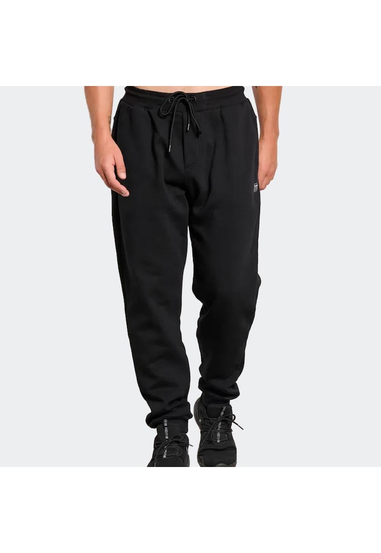 Pantaloni sport barbati negru - poliester/bumbac - talie elastica -