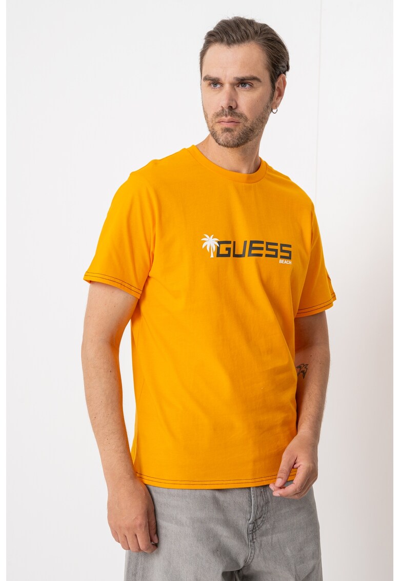 Tricou cu imprimeu logo - Portocaliu/Albastru ultramarin