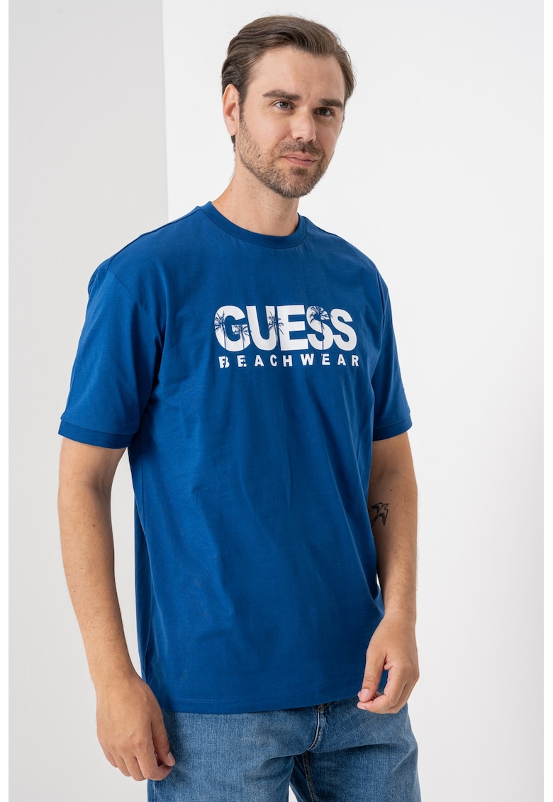 Tricou cu imprimeu logo - Alb/Albastru inchis